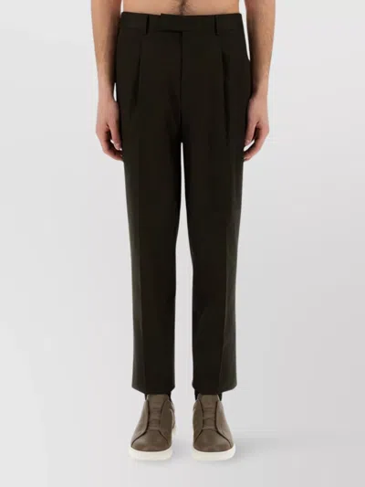 ZEGNA TROUSERS WITH PLEATED FRONT AND POCKETS