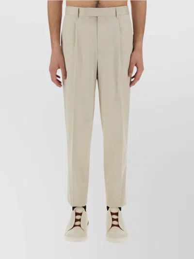 Zegna Trousers With Pleated Front And Pockets In Nude