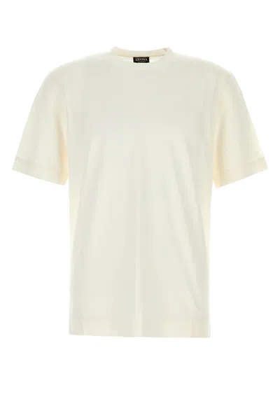 Zegna White Cotton And Silk T-shirt In Neutral