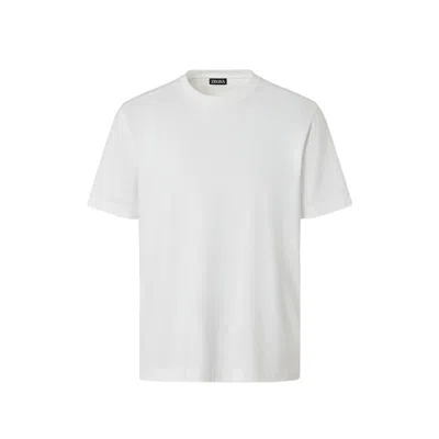 Zegna Slim-fit Logo-embroidered Cotton-jersey T-shirt In White