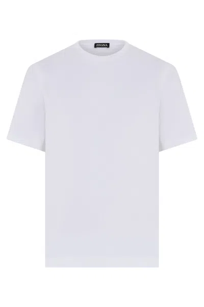 Zegna Cotton Crew Neck T-shirt For Men In White