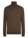 Zegna Turtleneck Cashmere-blend Sweater In Brown