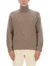 Zegna Ribbed Turtleneck Sweater Long Sleeves In Brown