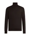 Zegna Turtleneck Ribbed-hem Sweater In Black
