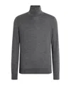 Zegna Cashmere Silk Turtleneck Knit Sweater In Gray