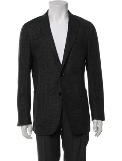 Pre-owned Zegna Tweed Pattern Blazer In Black