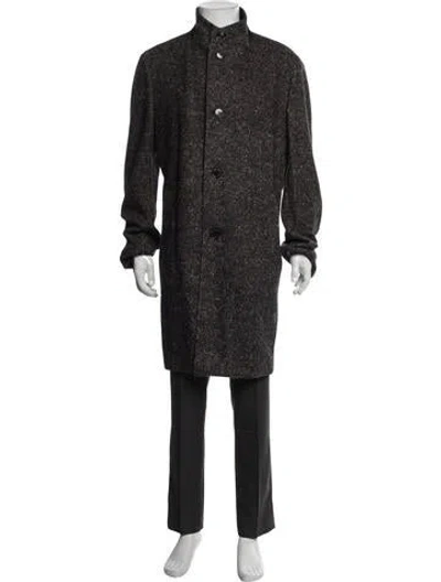 Pre-owned Zegna Tweed Pattern Overcoat In Gray