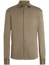 Zegna Twill Shirt In Dark Khaki