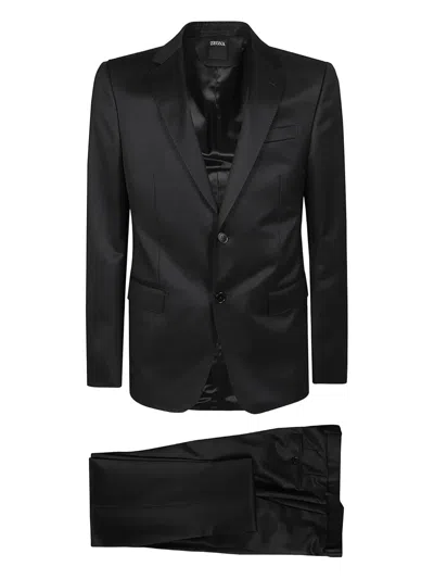 Zegna Two-button Wool Suit In Black