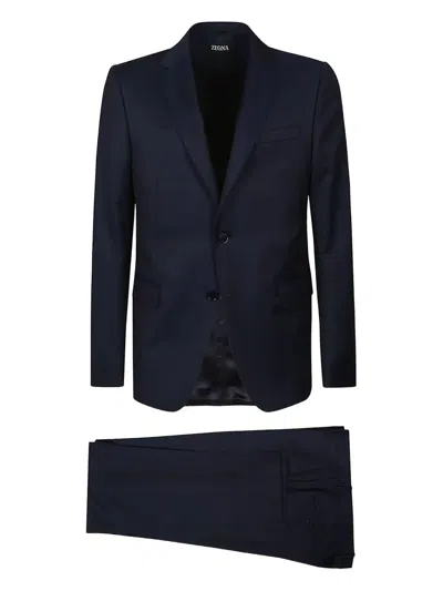 Zegna Two-button Wool Suit In Blue