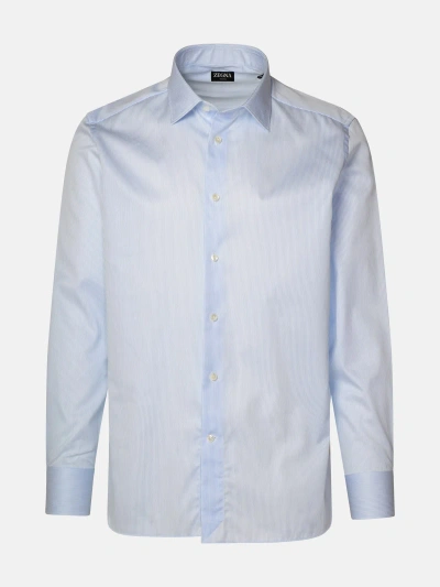 Zegna Kids' Two-tone Cotton Shirt In White