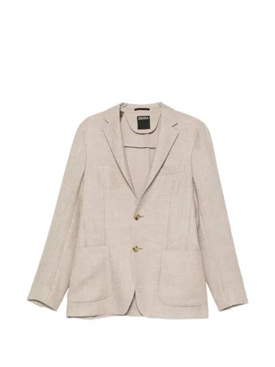 Zegna Two-button Single-breasted Blazer In Neutral