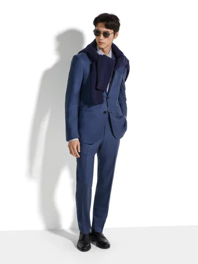 Zegna Utility Blue Centoventimila Wool Suit In Bleu Workwear