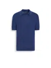 ZEGNA UTILITY BLUE PREMIUM COTTON POLO SHIRT