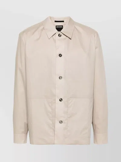 Zegna Utility Shirt Jacket With Multiple Pockets In Neutral