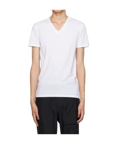Zegna V-collar Short-sleeved T-shirt In White