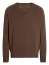 Zegna V-neck Cashmere Sweater In Brown