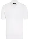 Zegna V-neck Cotton Polo Shirt In White