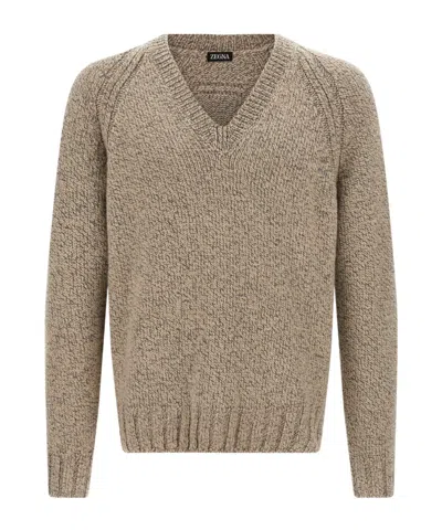 ZEGNA ZEGNA V-NECK KNITTED JUMPER