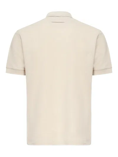 Zegna V-neck Short-sleeve Polo Shirt In Neutral