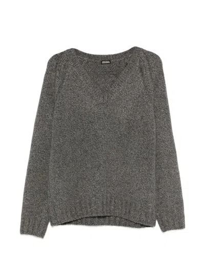 Zegna V-neck Sweater In Gray