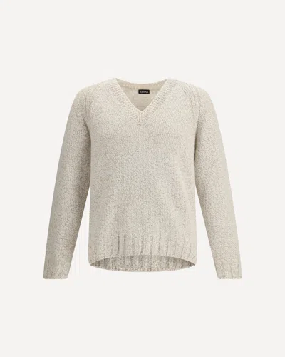 Zegna V-neck Sweater In White