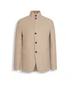 Zegna Linen-blend Shirt Jacket In Light Taupe Multimélange