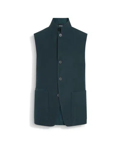 Zegna Veste Workwear En Oasi Lino In Bleu Sarcelle Foncé