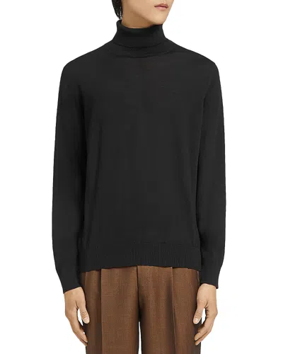 Zegna Vicuna Cashseta Light Turtleneck Sweater In Black