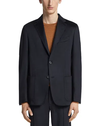 Zegna Vicuna Oasi Cashmere Blazer In Navy