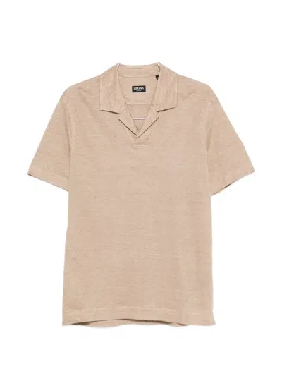 Zegna V-neck T-shirt In Neutral