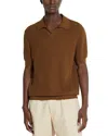 Zegna Brown Open Placket Polo In N05