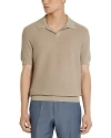 Zegna Waffle Knit Polo Shirt In Light Beige Solid