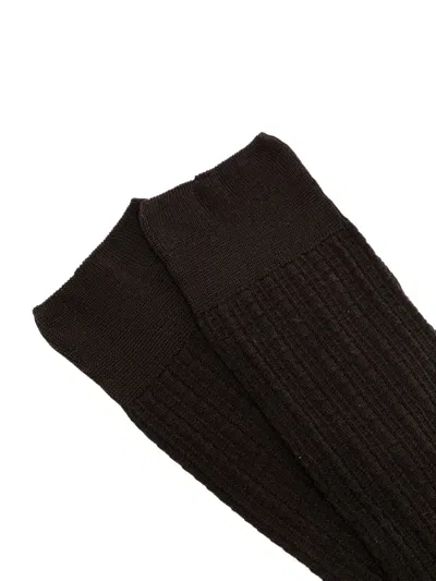 Zegna Waffle-wave Socks In Brown