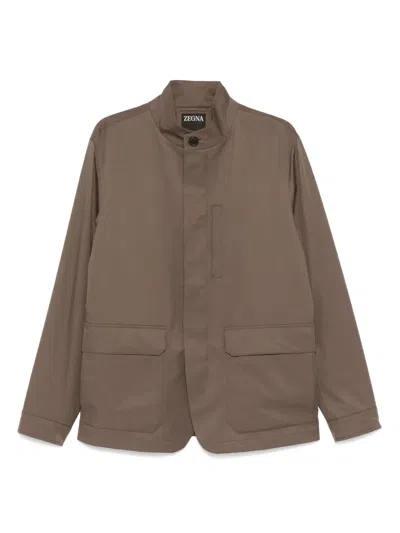 Zegna Water-repellent Jacket In Brown