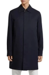 Zegna Water Repellent Microfiber Twill Raincoat In Blue
