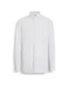 Zegna Optical White Structured Striped Centoventimila Cotton Shirt In White/burgundy
