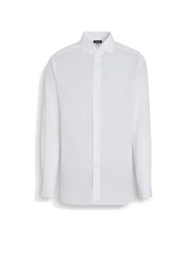 Zegna White Centoventimila Cotton And Linen Shirt