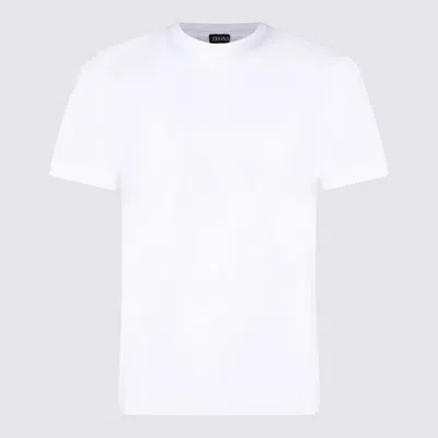 Zegna Slim-fit Logo-embroidered Cotton-jersey T-shirt In White