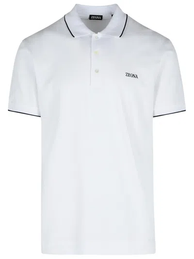 Zegna White Cotton Polo Shirt