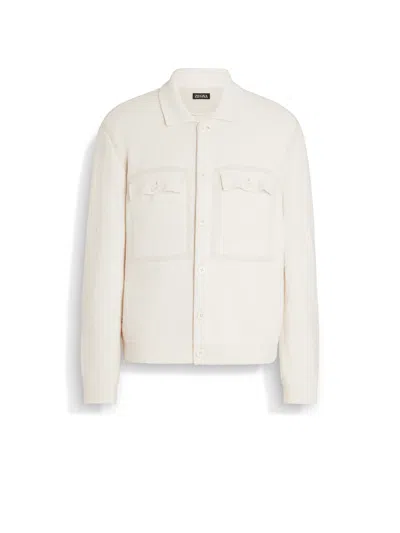 Zegna White Cotton Silk And Linen Blend Overshirt In Blanc