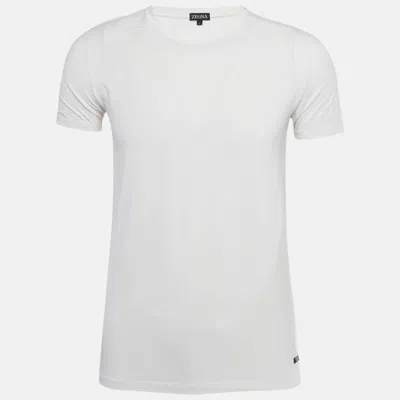 Pre-owned Zegna White Jersey Crewneck T-shirt L