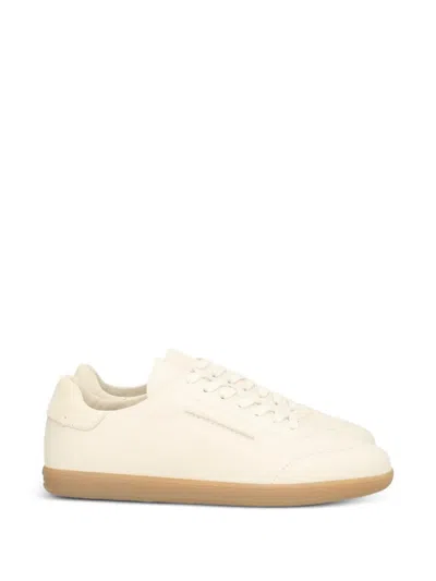 Zegna Leather Low-top Sneakers In Gold