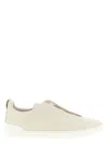 Zegna Triple Stitch Leather Sneakers In White