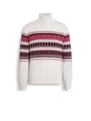 Zegna Intarsia Cashmere Turtleneck Sweater In White