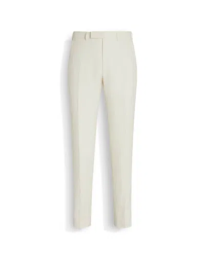 ZEGNA PANTALON EN OASI LINO BLUE FLOWER BLANC