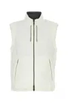Zegna Reversible Sleeveless Jacket With Drawstring And Pockets In Biancootticounito