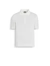 Zegna Cotton Polo Shirt With Intarsia Knitted Stripe In White
