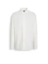 Zegna Light Beige Silk Cotton And Cashmere Shirt In White