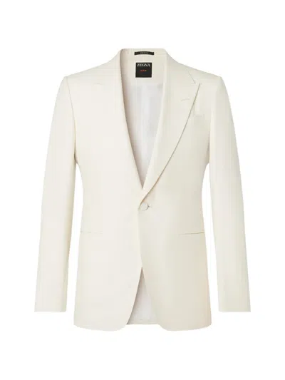 Zegna White Silk Tuxedo Jacket